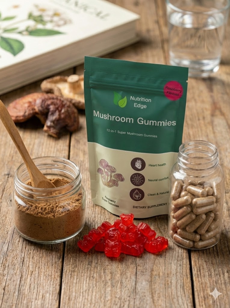 Mushroom supplement formats compared: Gummies vs. Powders vs. Capsules.
