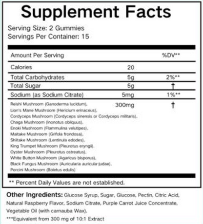 Ultimate Mushroom Blend Gummies | 12 Superfoods with Chaga, Lion Mane & Cordyceps